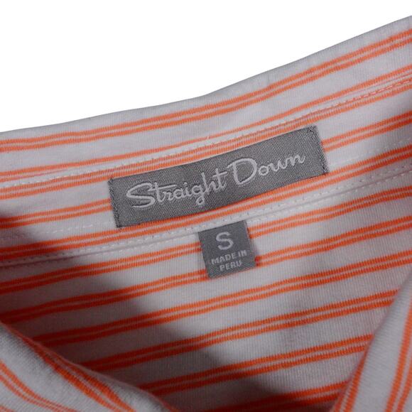 Straight Down Mens Orange Striped Bear Lakes Golf Polo Shirt Small - Picture 3 of 6